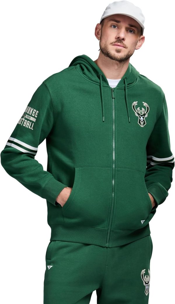 Men's X NBA Officially Licensed Long Sleeve Zip Up Hooded Fleece Sweatshirt - Image 37
